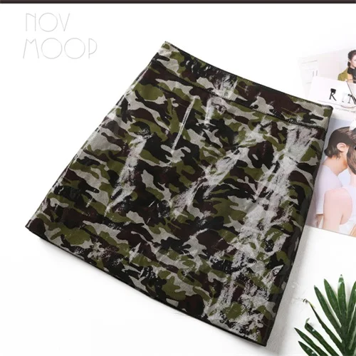 Camouflage color Винтажная стильная клетчатая печать настоящая овчина из лакированной кожи с высокой талией мини-юбка трапециевидной формы faldas mujer etek jupe плюс размер LT2645 - Цвет: Camouflage color