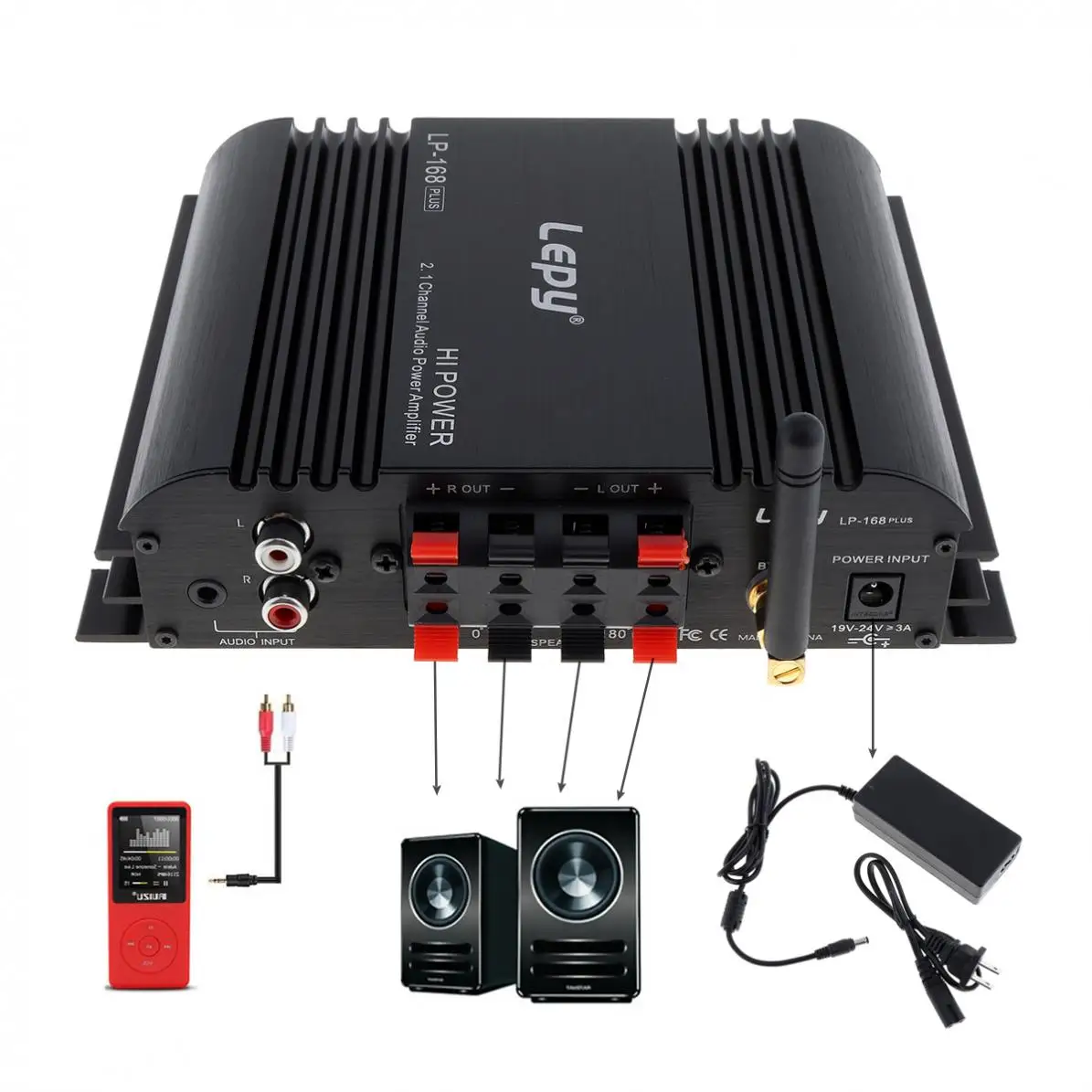 12 В 45 Вт X 2 hi fi стерео USB Bluetooth автомобильный аудио усилитель с поддержкой канала