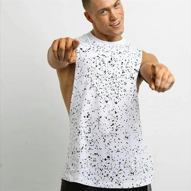 New Fashion Cotton Cut Off Sleeveless Shirts Bodybuilding Stringer Tank Top Men Fitness Mens Singlet Workout Gym Clothing Vest | Мужская