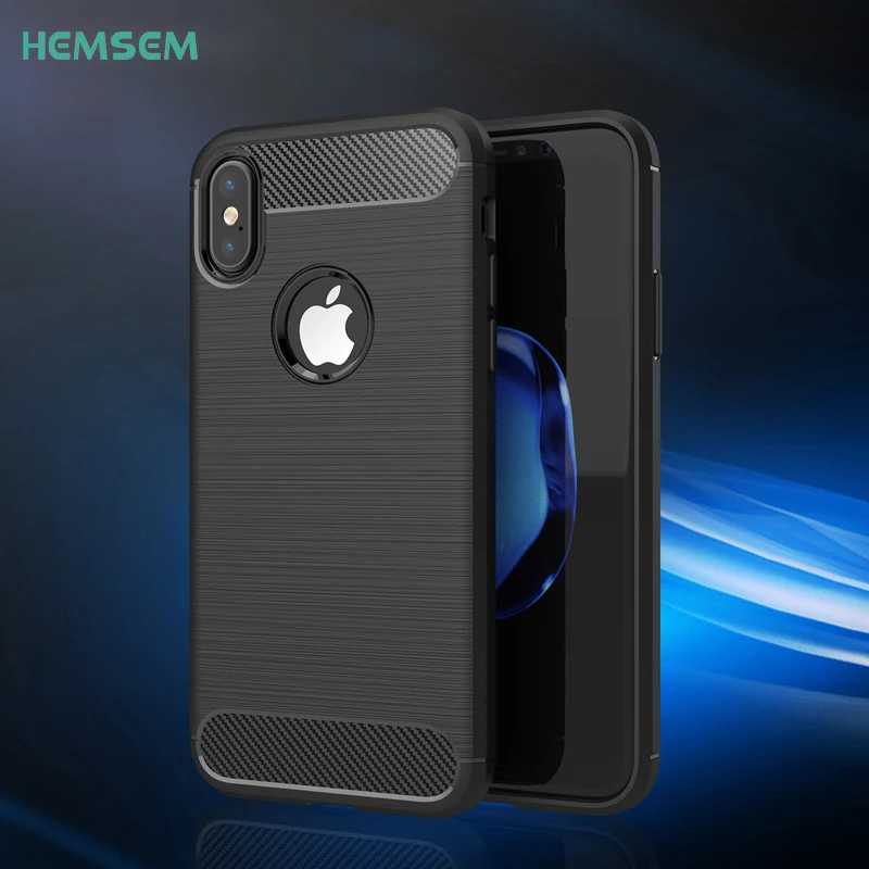 Чехол из углеродного волокна HEMSEM для iPhone X XR XS Max XSmax армированный силиконовый