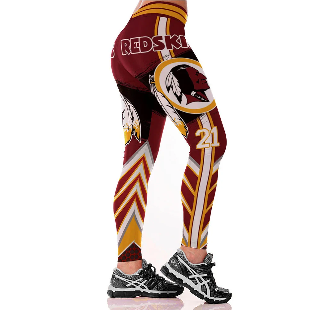 Унисекс футбольная команда Redskins с принтом обтягивающие штаны для тренировок, тренажерного зала, тренировок для йоги бега занятий спортом, фитнеса, упражнений, леггинсы, Прямая поставка