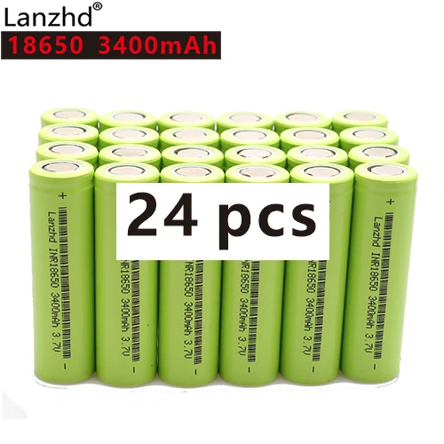 Зеленый 24 шт. 18650 30A 3400mAh INR18650 литиевая перезаряжаемая 18650 Батарея 3,7 V для аккумуляторов ноутбуков - Цвет: Зеленый
