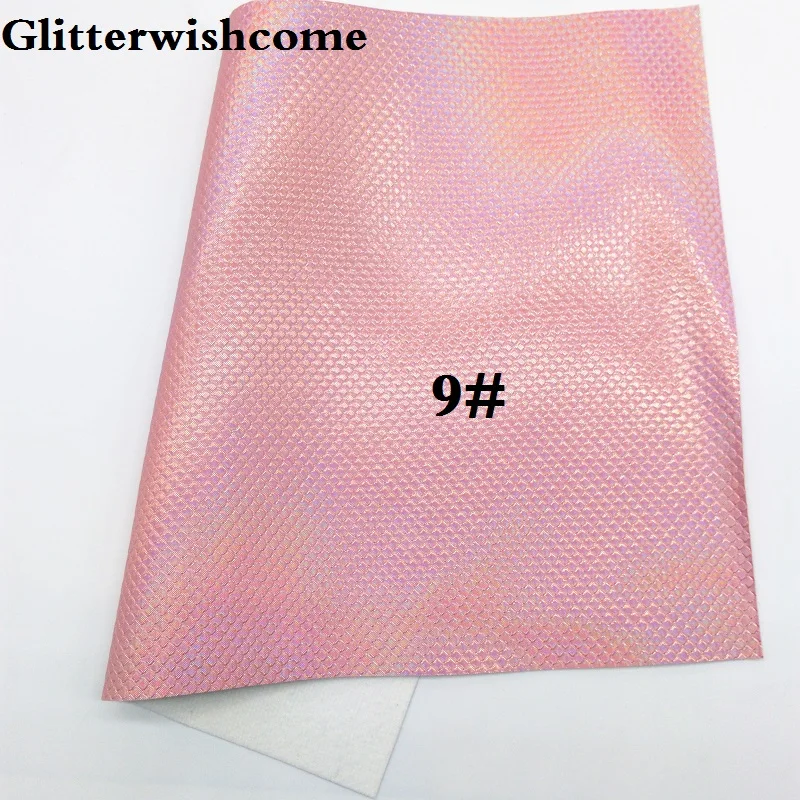 Glitterwishcome 21X29 см A4 размер винил для бантов тисненая рыбья чешуя кожа Русалка Fabirc кожа ткань винил для бантов, GM006A