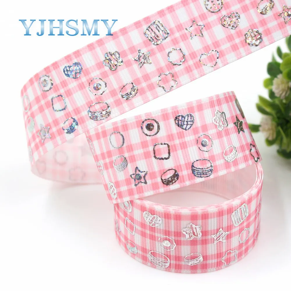 YJHSMY I-19326-808 25 мм 10 ярдов Лазерная Серебряная Милая мультяшная Любовь Печать grosgrain