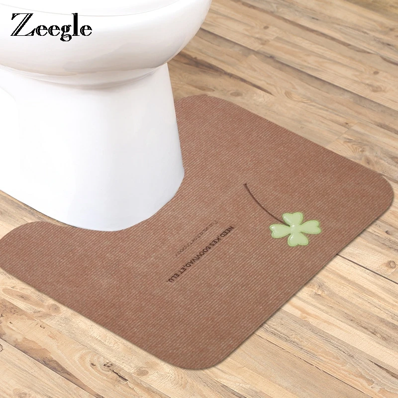 

Zeegle Toilet Mat Bathroom Floor Rugs Sticky U-Shape Bath Mat 1 Piece Bathroom Carpet Bathroom Decor Area Rug Foot Mat