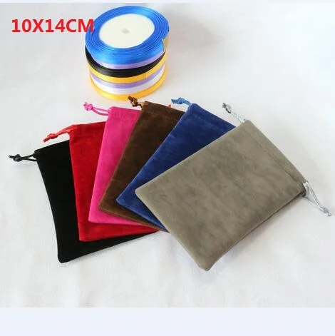 

20pcs/lot 10x14 cm Drawstring Soft Double Sided Velvet Jewelry Bags & Pouches Gift Packaging Pouch Can Custom Print Logo