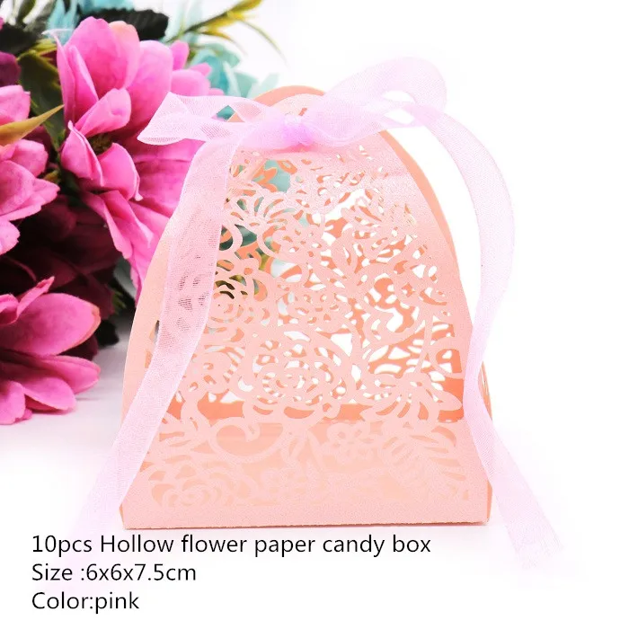 Pink Романтическая коробка для жениха, невесты, шоколада, украшения для свадебной вечеринки, пустотелая бумажная коробка для конфет с бабочкой, подарочные коробки с кисточками и цветами - Цвет: Pink