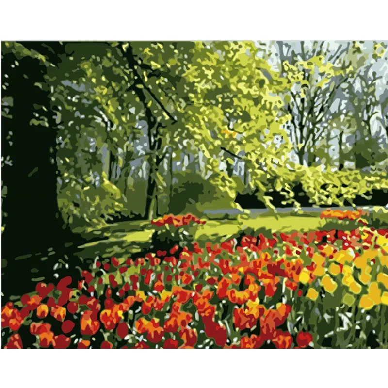 Painting By Numbers DIY Dropshipping 50x65 60x75cm Haneda Manor Green trees Scenery Canvas Wedding Decoration Art picture Gift | Дом и сад