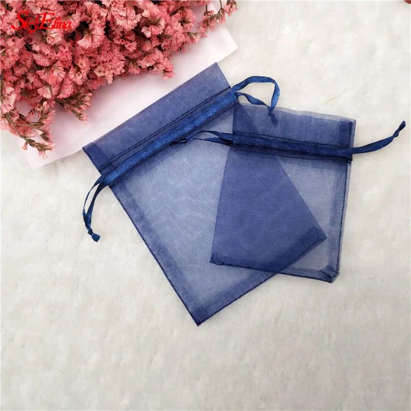 navy blue 100 шт подарочные пакеты, большие сумки из органзы, упаковка, сумки для ювелирных изделий, свадебные украшения 7x9 10x15 17x23 20x30 30x40 см 5z - Цвет: navy blue