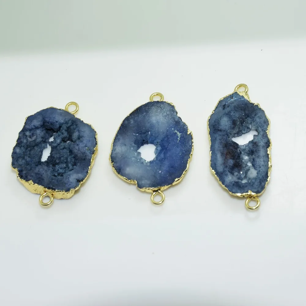 Raw Blue slice натуральный камень кварцевый соединитель для изготовления ювелирных