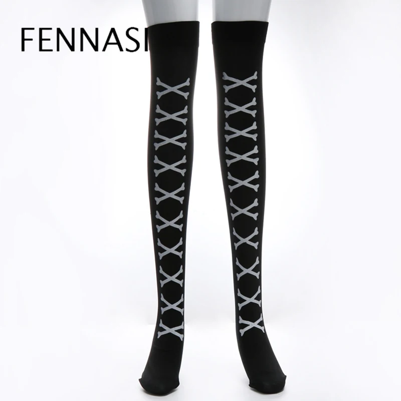 

FENNASI Masquerade Women Thigh High Stockings Carnival Party Prop Black Sexy Stockings Halloween Cosplay Stockings
