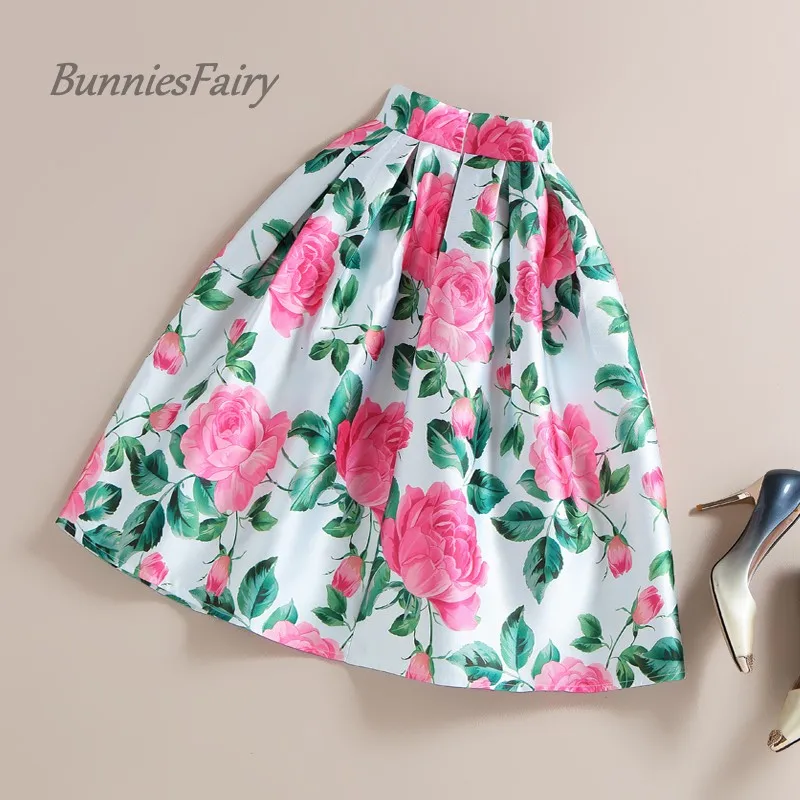 BunniesFairy/Новинка 2019 года летняя плиссированная юбка миди в элегантном стиле с принтом Одри Хепберн милая