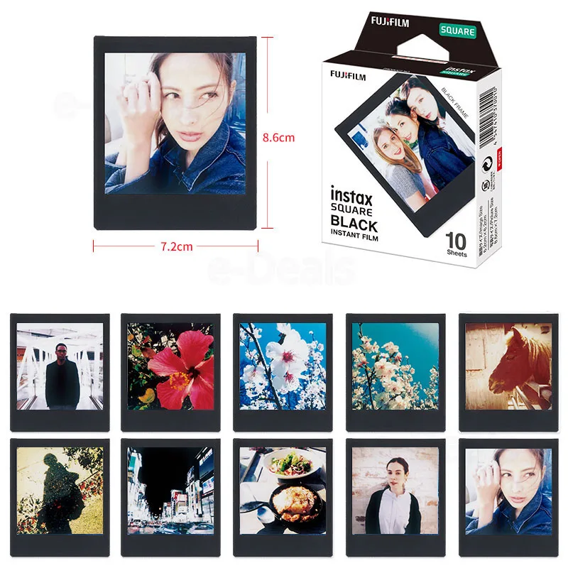 Оригинальная черная пленка Fujifilm Instax Square 10-50 листов для камеры FUJI Instant Photo SQ10 SQ6
