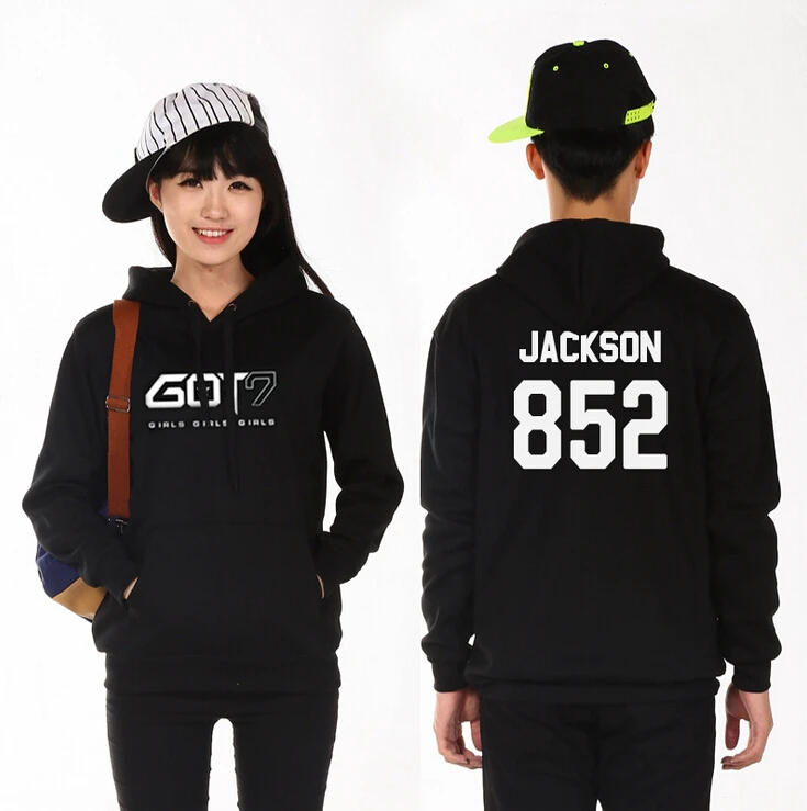 Kpop got7 jackson mark черная толстовка с принтом Модный осенне зимний пуловер из 100% хлопка