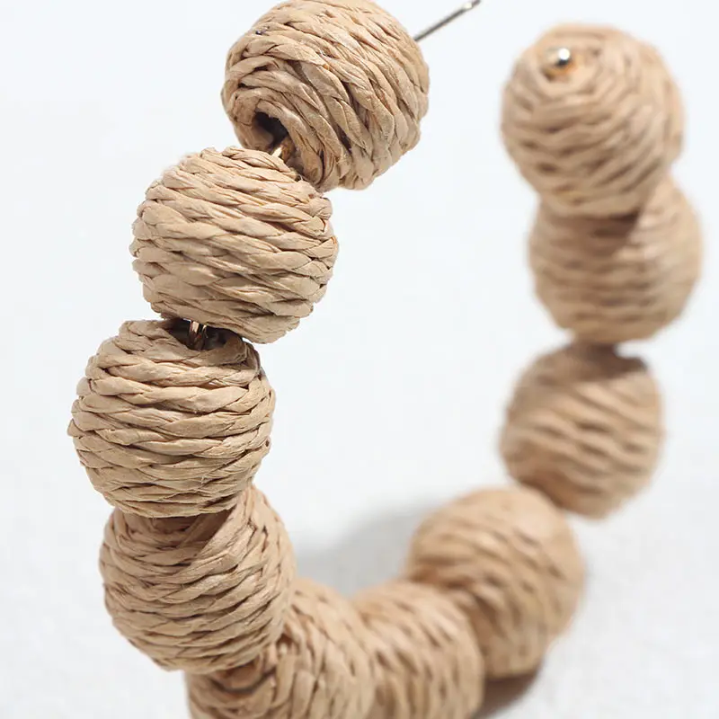 Женские серьги-обруч из ротанга JUST FEEL большие круглые серьги в богемном стиле