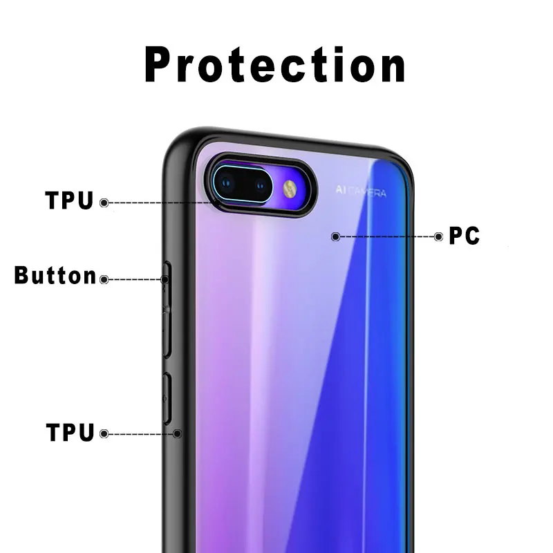 Ascromy For Huawei Honor 10 Case Hard Back Cover Silicone Bumper Protective Phone for Honor10 Accessories |