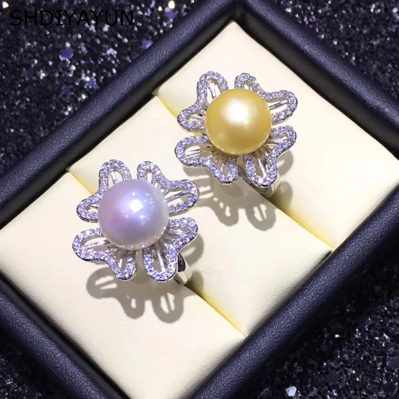 SHDIYAYUN Pearl Ring Quality Natural Freshwater 925 Sterling Silver Square Gemstone Jewelry For Women Drop Shipping | Украшения и