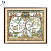 joy sunday old world map patterns diy handmade counted cross stitch kit and precise printed embroidery set needlework