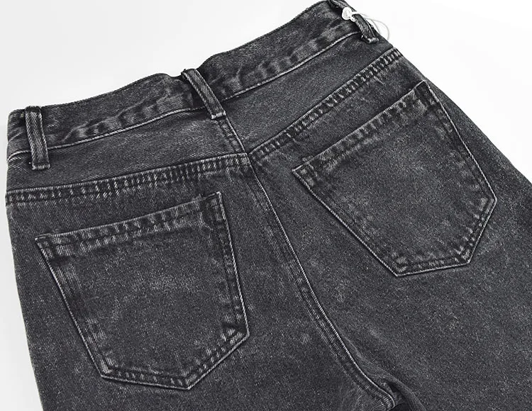 LOGAMI джинсы с высокой талией и буквенным принтом женские весенне-летние джинсы для женщин в стиле бойфренд повседневные Прямые джинсовые штаны серого цвета