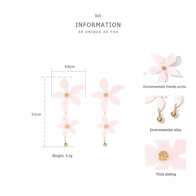 ZEGL Мода цветок длинные серьги дамы уха ювелирные изделия большие женские сережки