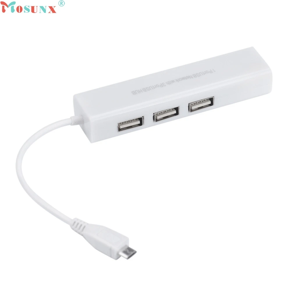 Заводская цена адаптер Micro USB для сети LAN Ethernet RJ45 Mosunx с 3 портами 2 0 концентратора