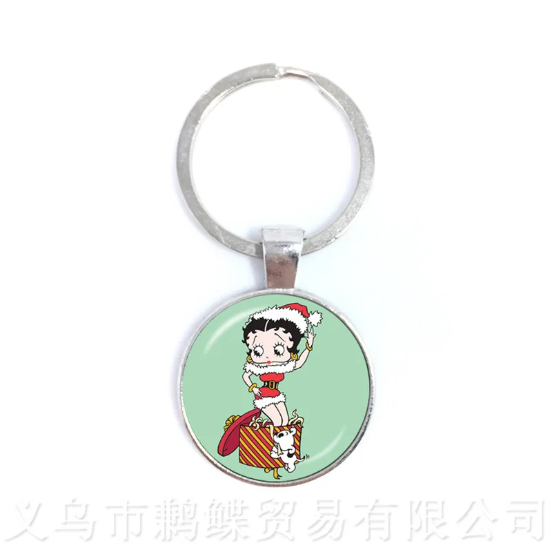 Модная искусственная картина стильные брелоки Betty Boop 25 мм стеклянный подвесной