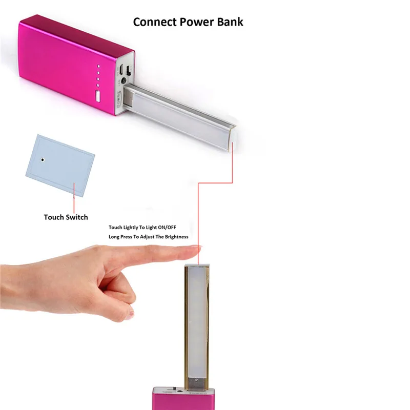 CLAITE 8 портативный мини USB мощность 8 светодиодный ночник ручной датчик лампа для чтения затемнение портативный светодиодный usb-светильник фонарик