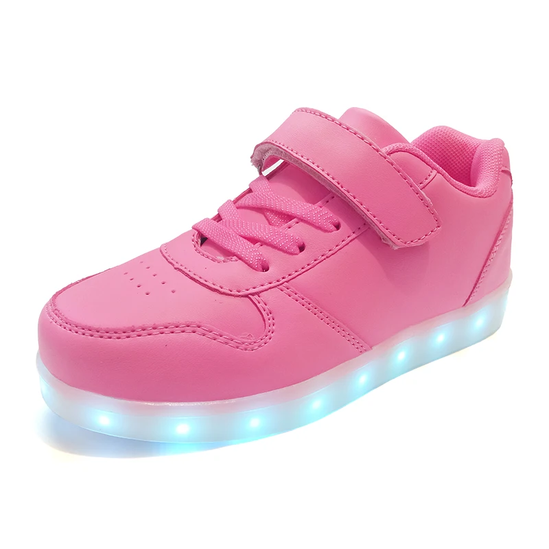 1122 Pink Светящаяся обувь со светодиодной подсветкой для мальчиков и девочек; модный светильник; повседневная детская обувь; 7 цветов; Зарядка через USB; Новинка; светящаяся подошва; детские кроссовки - Цвет: 1122 Pink