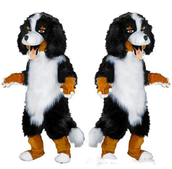 

Fast design Custom White & Black Sheep Dog Mascot Costume Cartoon Character Fancy Dress for party supply Adult Size