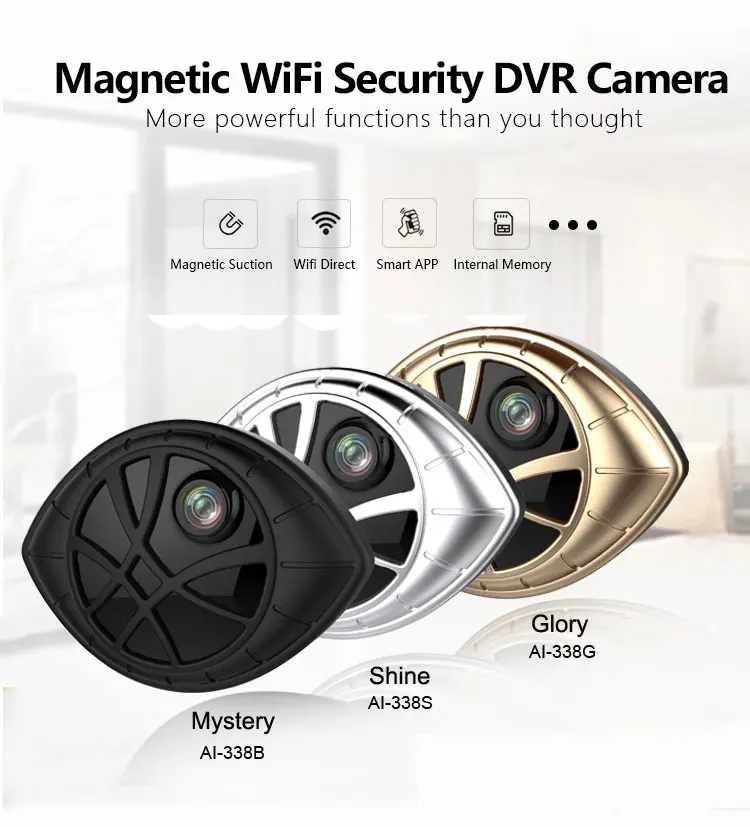 AI 338G Золотая Супер Мини Портативная Магнитная Wi Fi камера безопасности DVR для