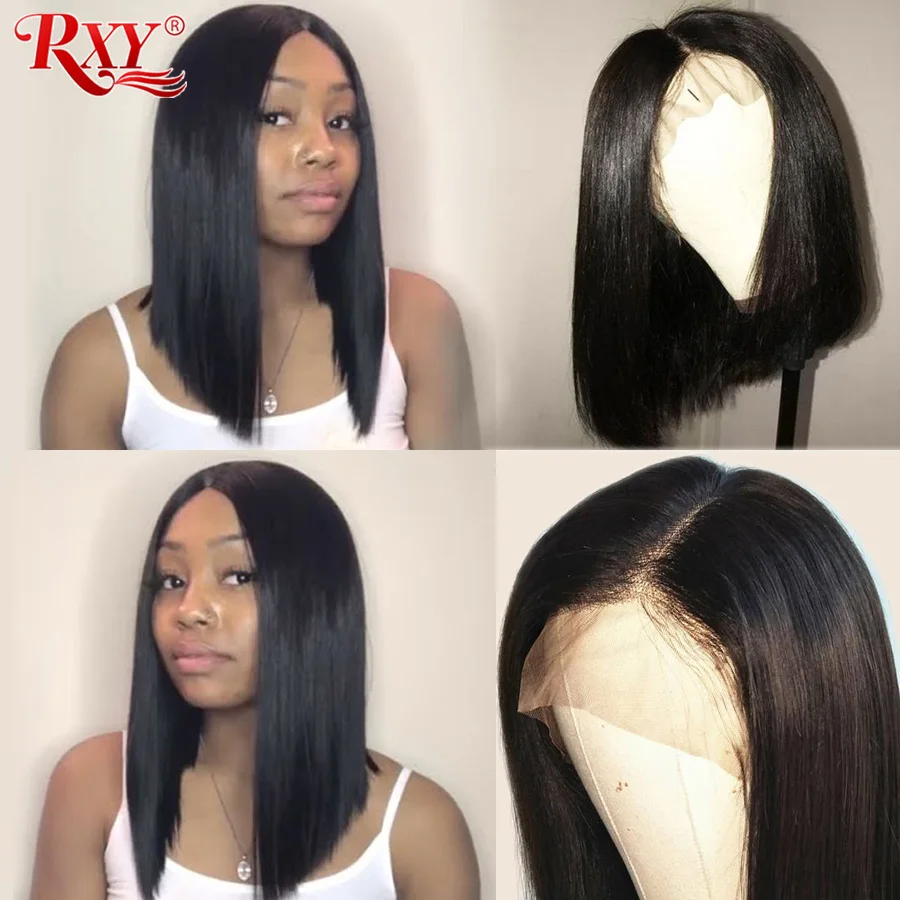 RXY Bob парик короткие человеческие волосы парики для черных женщин 150% Плотность 13x6 бразильские волосы Remy Bob кружевные передние человеческие волосы парики с волосами младенца