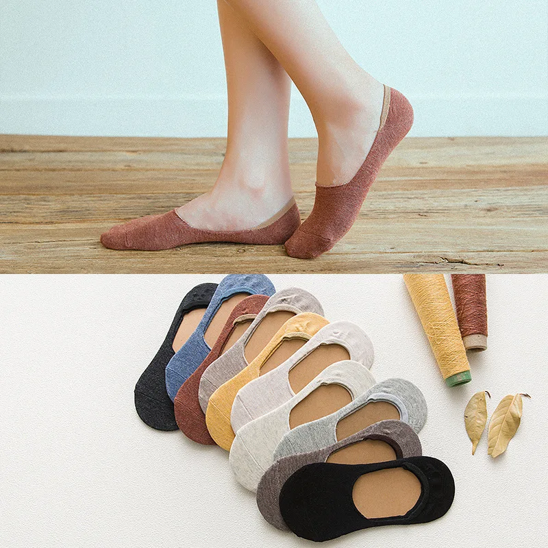 

Female new products Japanese leisure invisible socks Silicone non-slip shallow mouth solid color cotton women socks