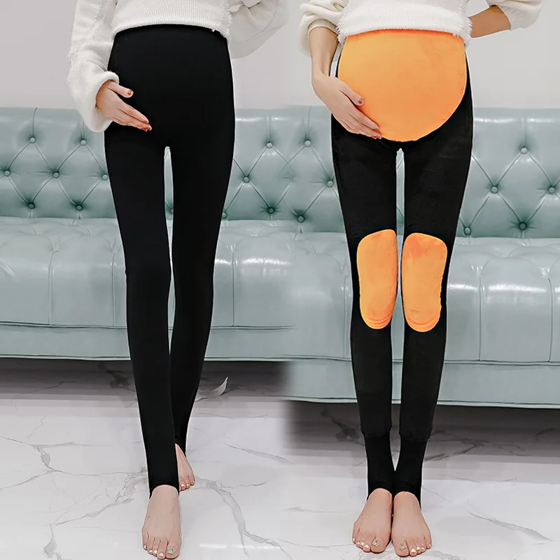 Thick black Новые Теплые дворцовые наколенники для беременных; Леггинсы для беременных женщин; теплые зимние утепленные брюки для беременных; одежда - Цвет: Thick black