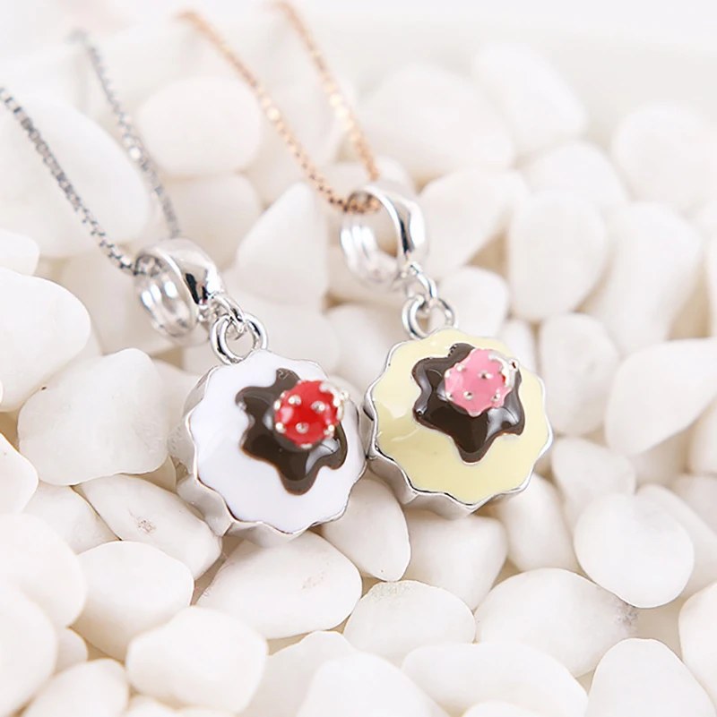 New 100% 925 Sterling Silver Beads Charm Sweet Strawberry Cupcake Cake Pendant Charms Fit Pandora Bracelets Women Diy Jewelry | Украшения и