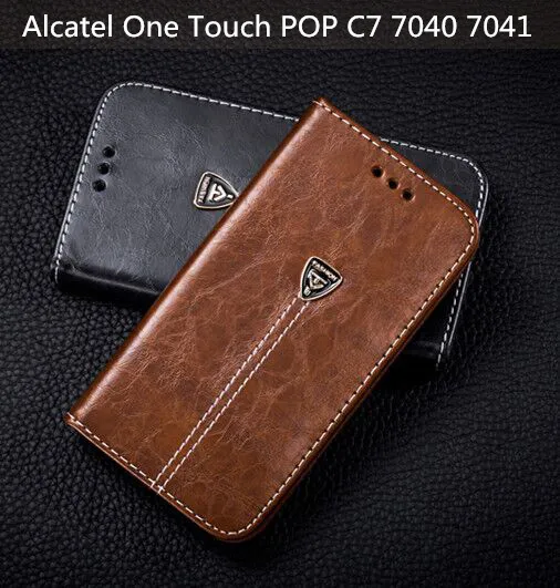 POP C7 горячая распродажа коричневый из искусственной кожи чехол для Alcatel One Touch 7040