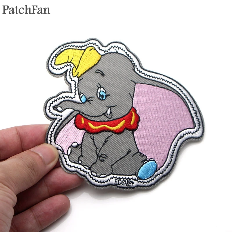 Patchfan слон Дамбо мультфильм железные нашивки одежда para diy вышитые значки швейная аппликация Лоскутные наклейки A0751