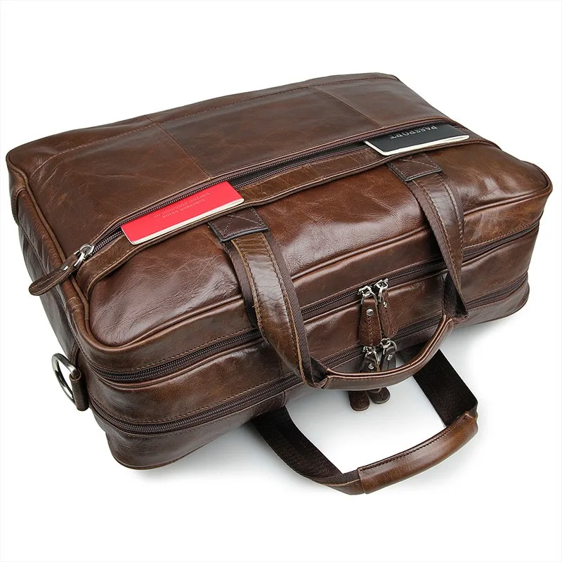 Мужской классический портфель из натуральной кожи, деловая офисная 17 дюймовая сумка для ноутбука, сумка-портфель, сумка на плечо LI-1266