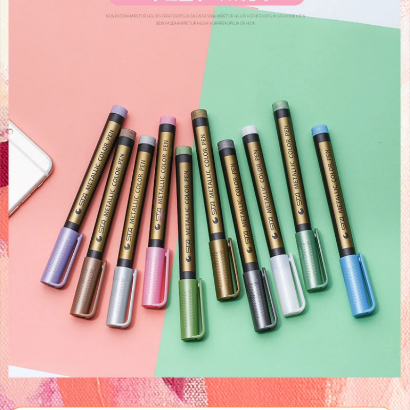 Кисть ручка 10 цветов/коробка художественные маркеры металлический маркер