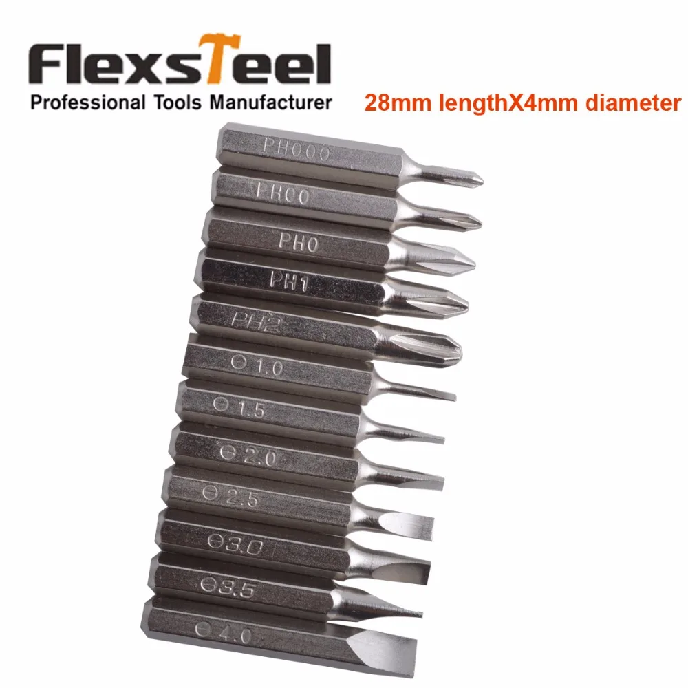 Flexsteel хорошее качество 12 шт. CR V прецизионных отверток Набор бит IncludesPH000 PH00 PH0 PH1 PH2