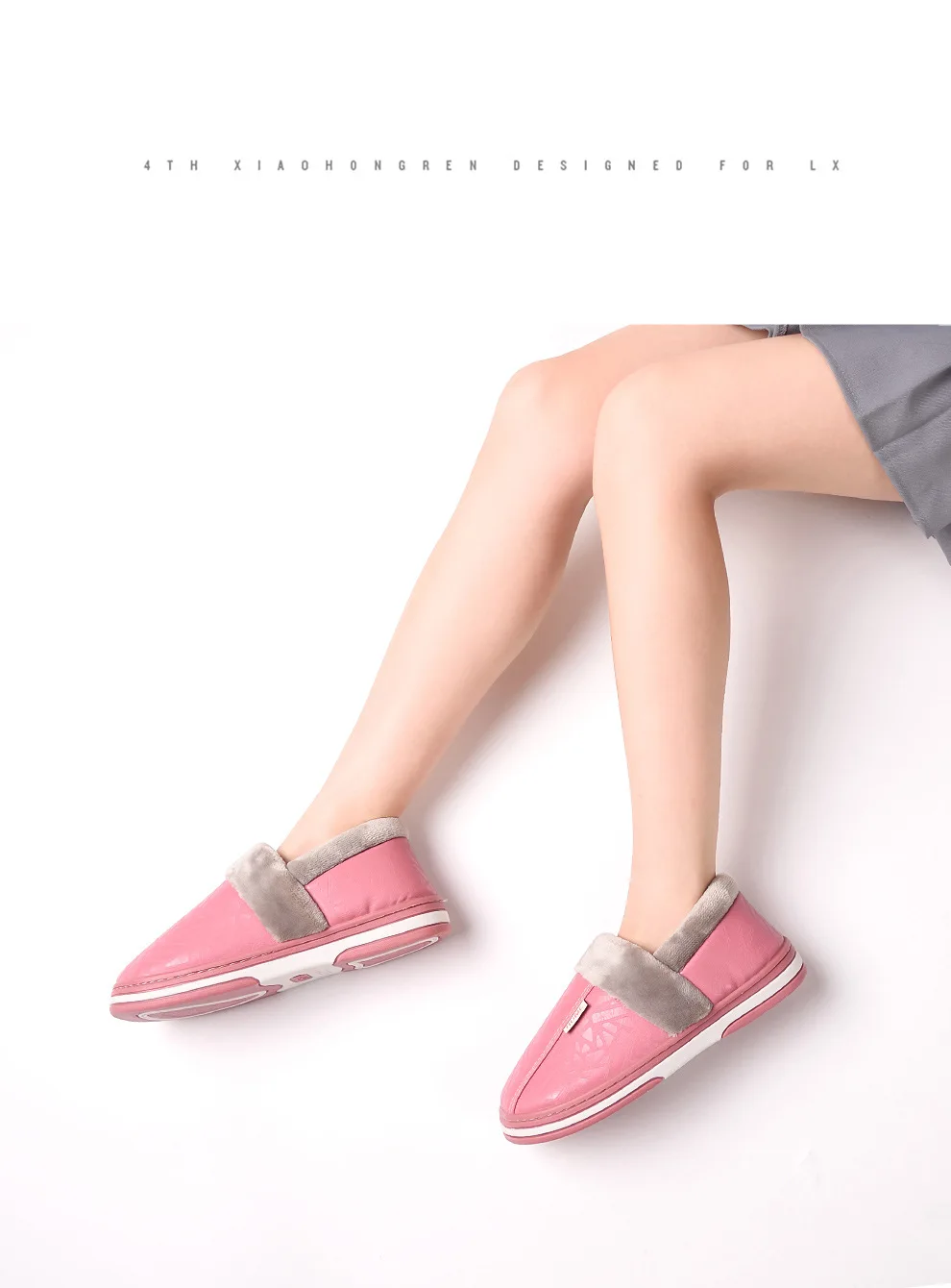 2018 зимние женские плюшевые теплые домашние кожаные тапочки Нескользящая Толстая