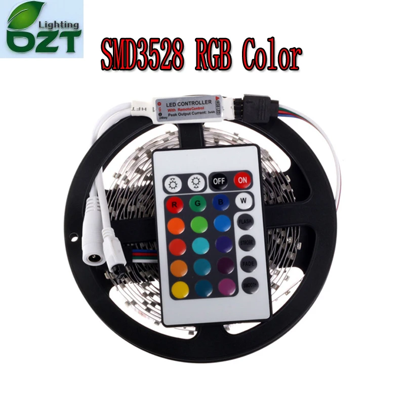 Светодиодная лента RGB 5 м 300 светодиодов 3528 SMD + 24Key ИК пульт дистанционного