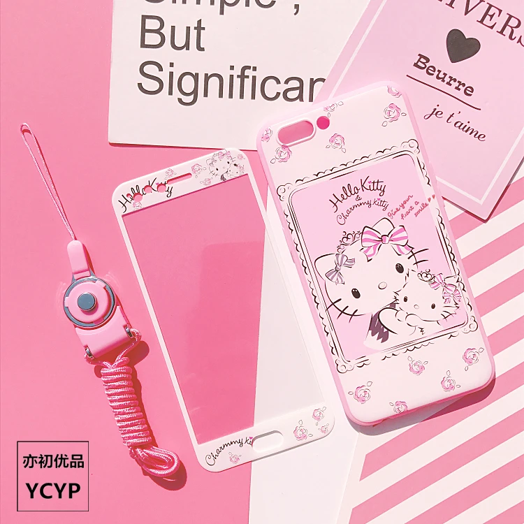 Чехол для iPhone XS Max Pink KT cat и переднее закаленное стекло X мягкие чехлы из ТПУ iphone 8 7 6