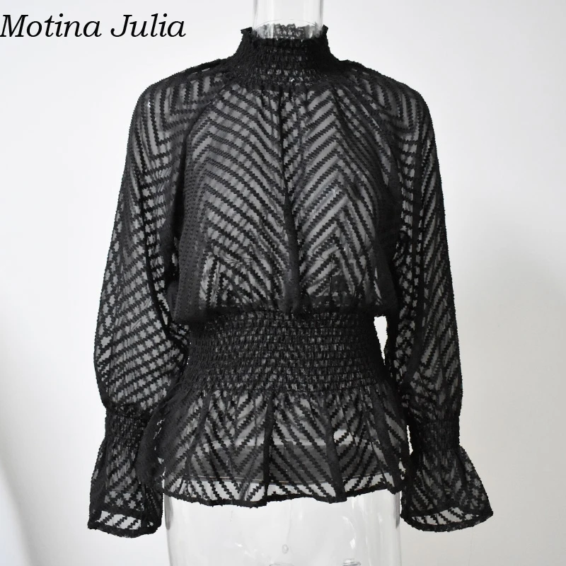 Motina Julia водолазка сексуальная белая блузка Женская Осенняя Повседневная Блузка с