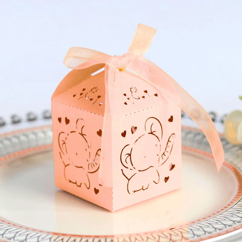 pink Elephant box 10 шт. слон Лазерная Любовь Сердце Полые Конфеты Подарочная коробка Упаковка Свадебный Картон драги печенья подарочные мешки упаковочные материалы - Цвет: pink Elephant box