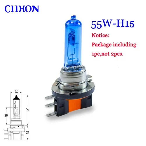 1pc-55W-H15 Ciihon белый галогенные лампы H1 H3 H4 HB2 H7 H8 H11 9005 HB3 9006 9012 H15 55 Вт 100 Вт кварцевое стекло Автомобильные светодиодные лампы фар - Испускаемый цвет: 1pc-55W-H15