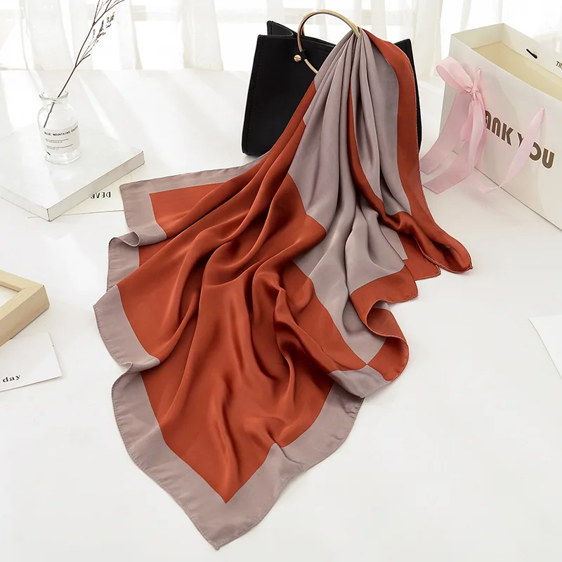 2018 роскошный брендовый черный женский шарф 100% шелк шаль платок в клетку