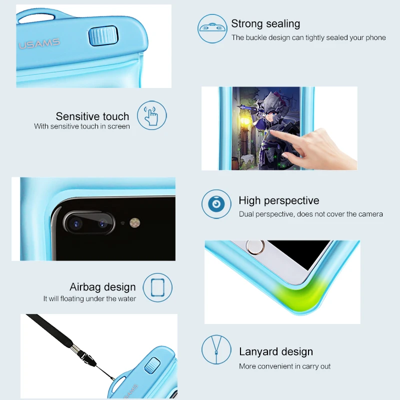 USAMS Универсальный Водонепроницаемый Чехол с пузырчатой поплавковой сумкой 6