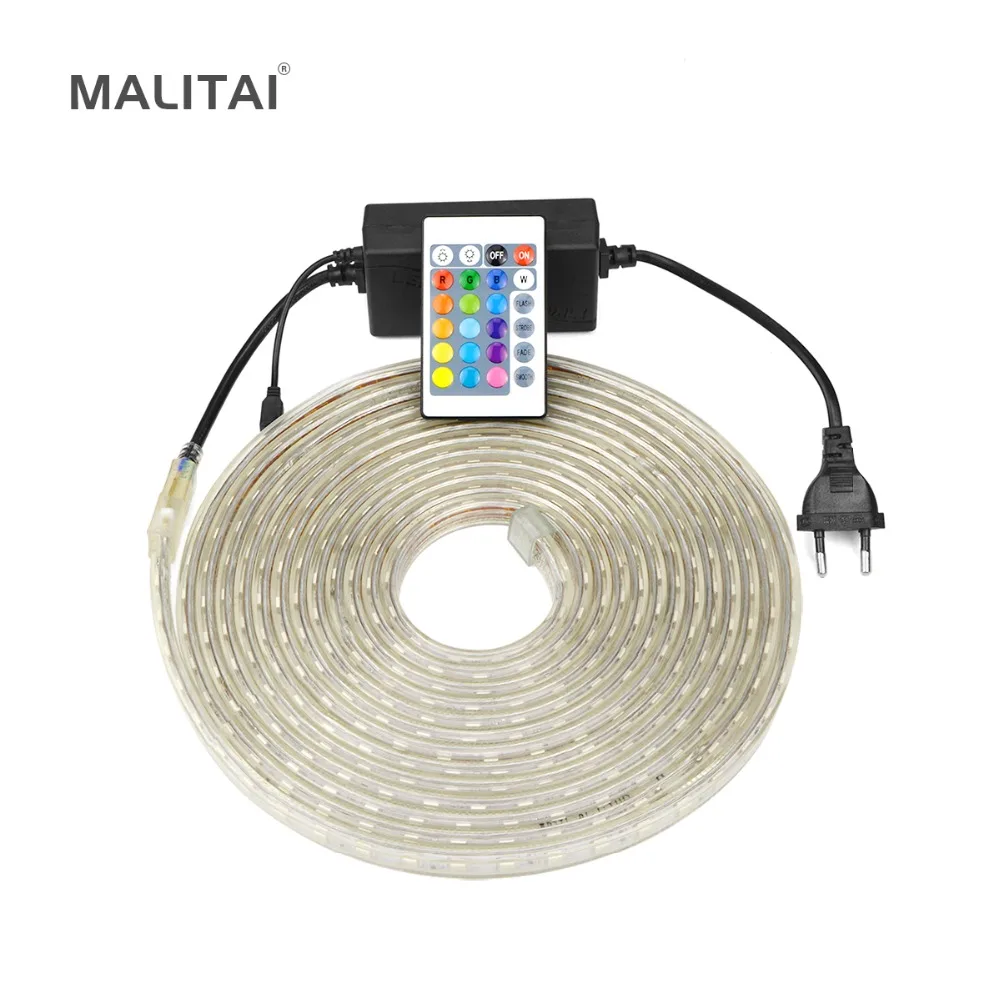 Светодиодная лента RGB 1 25 м 220 В 5050 SMD водонепроницаемая Садовая уличная для