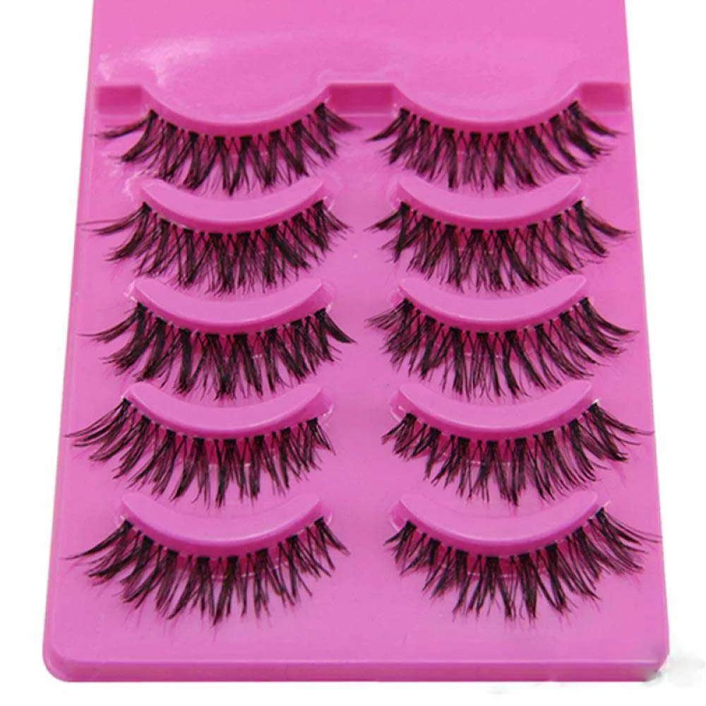 5 Pairs Stunning Beauty Makeup Messy Cross Wispy Handmade False Eyelashes Soft Natural Eye Lashes Extension Make up Tools | Красота и