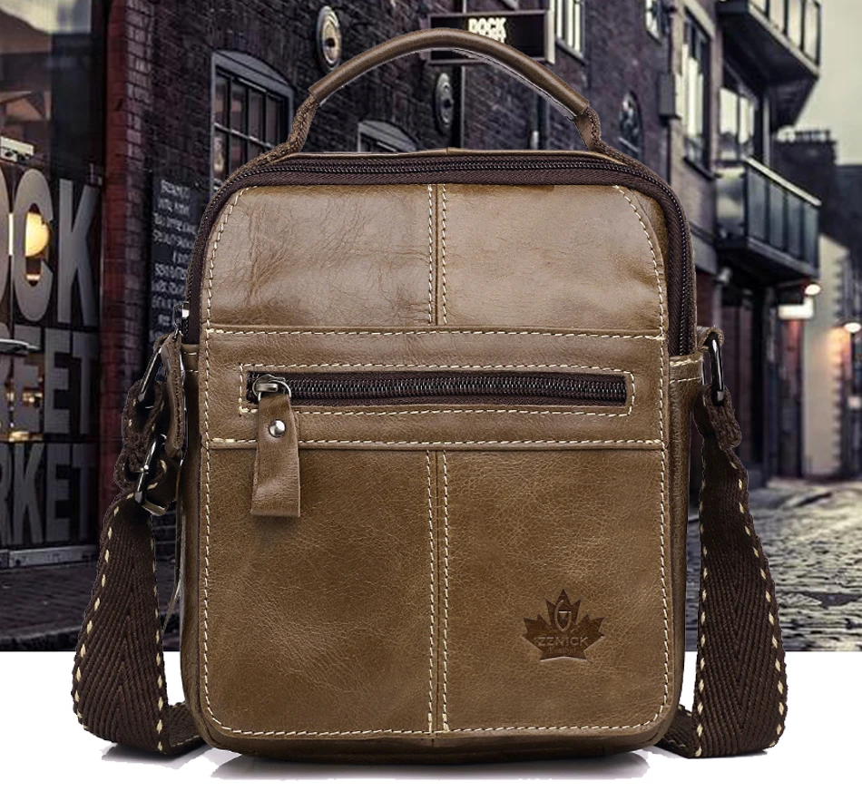 Men's bag Genuine Leather Men Shoulder Bag Handbag Crossbody Hand Bags for Men Fashion Zipper Messenger Bags ZZNICK